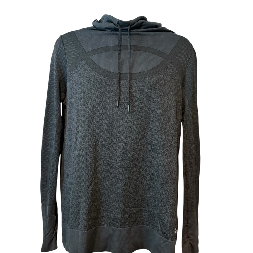 Under Armour Women's Threadborne Cowl Neck Performance Pullover Gray Black XL